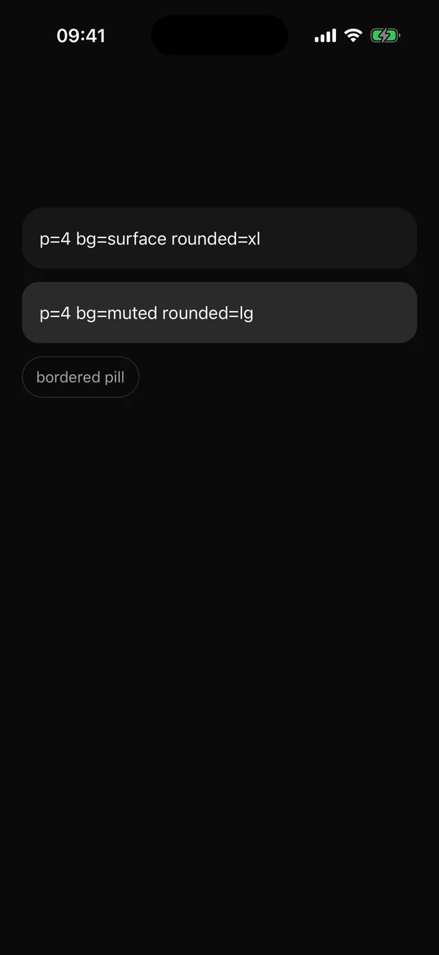 Box rendered on iOS, dark mode