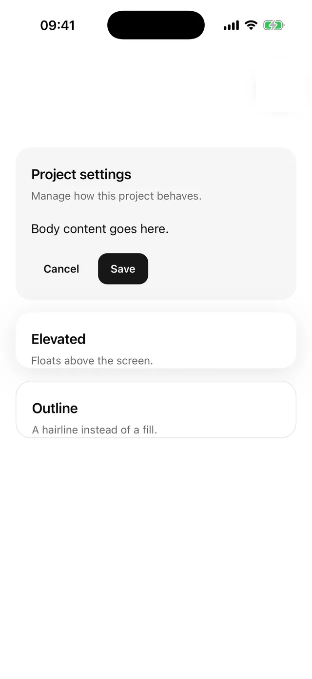 Card rendered on iOS, light mode