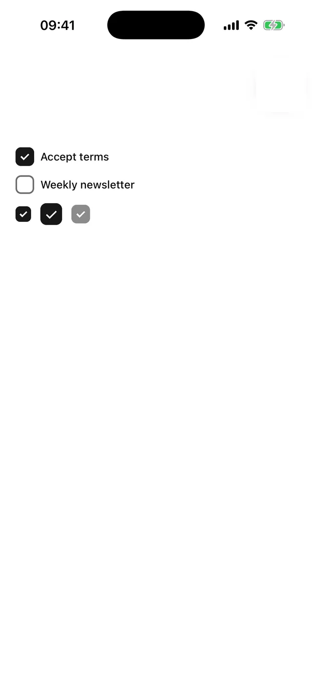 Checkbox rendered on iOS, light mode