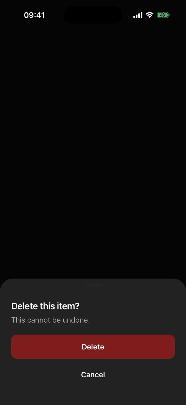 Dialog rendered on iOS, dark mode