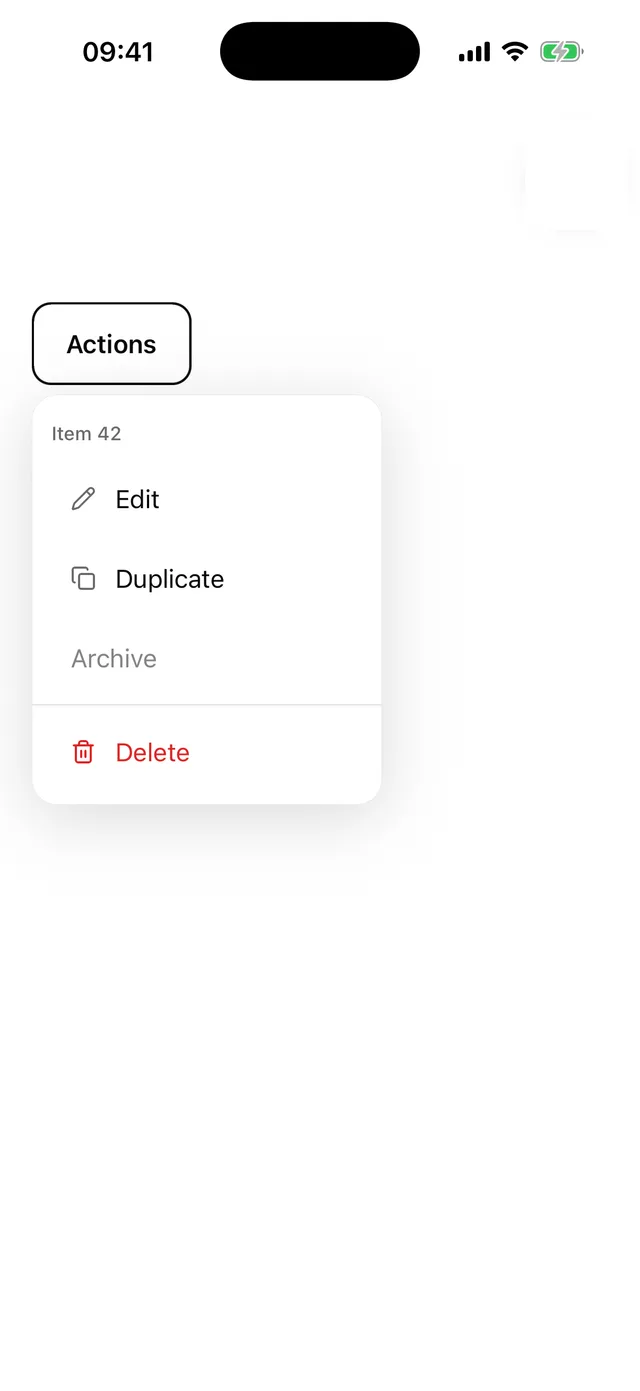 DropdownMenu rendered on iOS, light mode