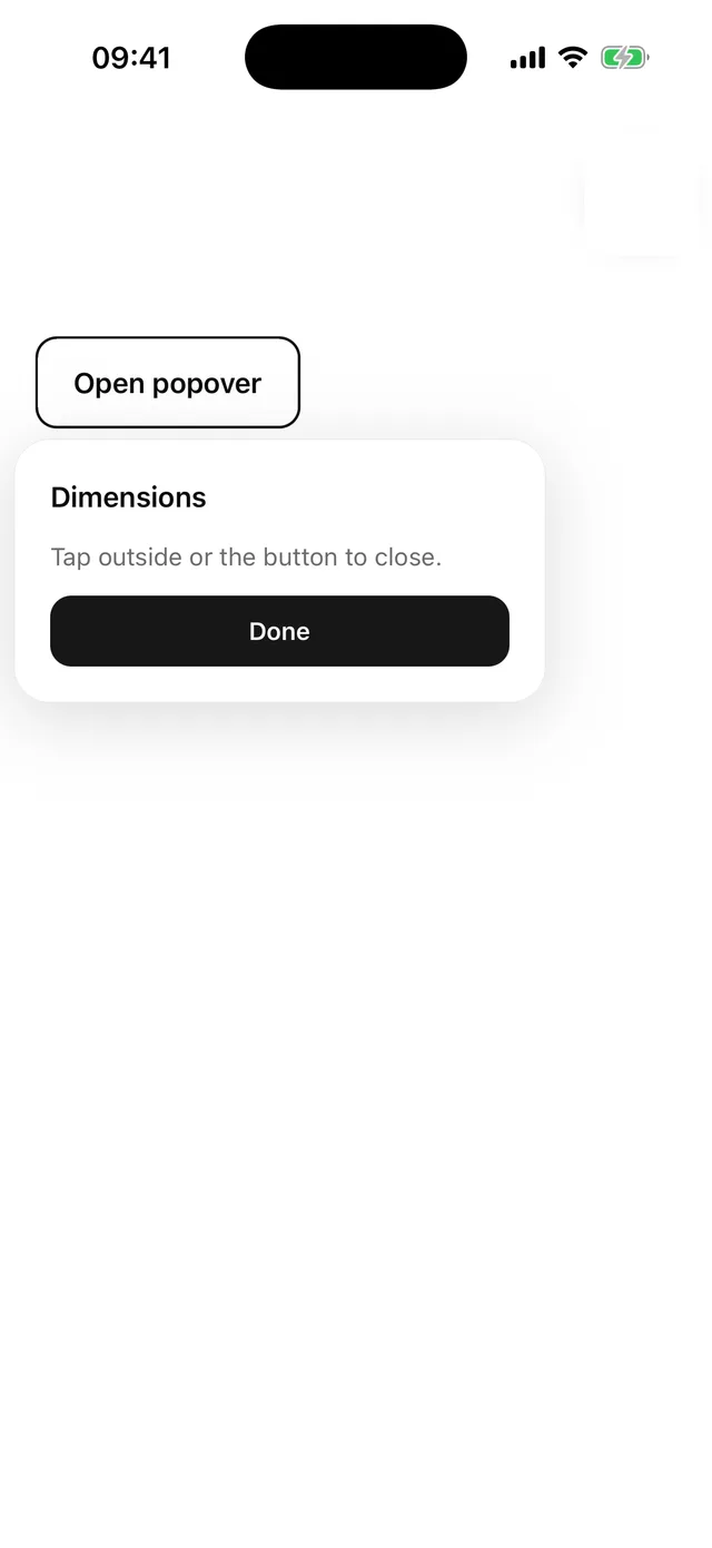 Popover rendered on iOS, light mode