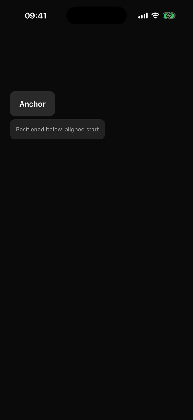 Popper rendered on iOS, dark mode