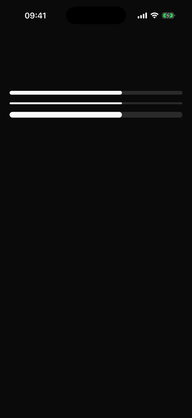 Progress rendered on iOS, dark mode