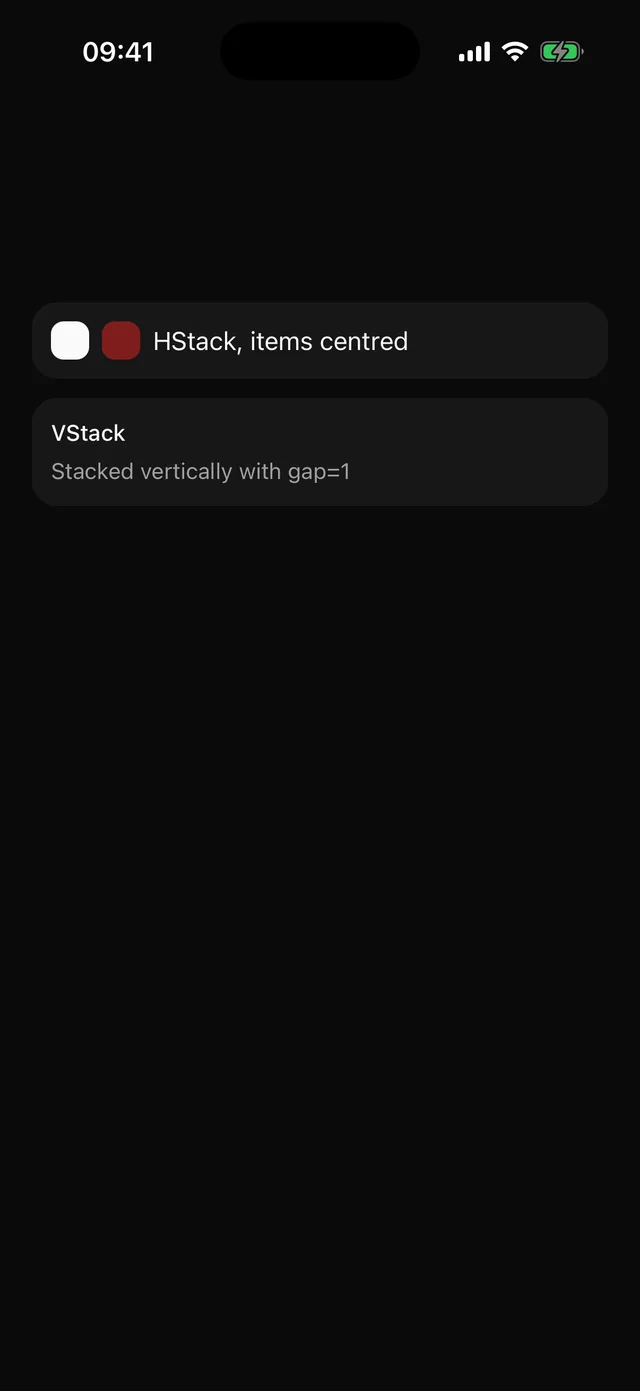 Stack rendered on iOS, dark mode