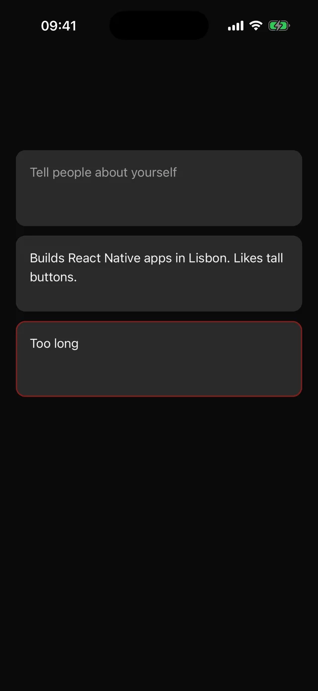 Textarea rendered on iOS, dark mode